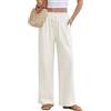 Fashora Pantaloni Lino Donna Estivi Pantaloni Larghi Leggeri Comodi Vita Alta Pantaloni Solido Sciolto Gamba Larga con Tasche