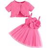Yaopelky Vestito tutù per neonata 2 pezzi cardigan tulle prendisole ragazze principessa battesimo abiti da festa neonato estate outfit set, Pesca, 6-9 Months