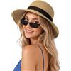 Zylioo Cappelli in paglia piccoli, cappello da sole Fedora a tesa corta, ripiegabile e arrotolabile, cappello estivo Panama per teste piccole