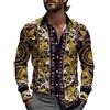 HuazomeeHZM Camicia di Lusso da Uomo Camicie a Maniche Lunghe barocche retrò Casual Button Down Lapel Collar Blouse Outdoor Street Casual Shirt Top
