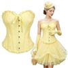 SilverChry Corsetto per Donne, Corsetto Stringivita, Bustino Donna Elegante, Bustier Donna Corpetto Top, Sexy Overbust Corsetti Bustino Vintage Gotico (IT, Testo, XL, Regular, Regular, Giallo chiaro)