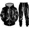 LuzoyaoLZY Teschio Gotico Stampato in 3D Felpa con Cappuccio/Set Punk Hip Hop Style Uomo Halloween Streetwear Felpa con Cappuccio + Pantaloni Set Tuta da Ginnastica