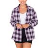 Zontroldy Camicie in Flanella Scozzese da Donna Oversize a Maniche Lunghe abbottonate Camicia a Quadri di Bufalo Top, Bianco e Viola., M