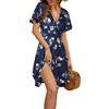 FENSACE Vestito da spiaggia per vacanze prendisole floreale avvolgente skater abito estivo primavera da donna 2022 (fiore bianco rosa, L)