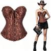 SilverChry Corsetto per Donne, Corsetto Stringivita, Bustino Donna Elegante, Bustier Donna Corpetto Top, Sexy Overbust Corsetti Bustino Vintage Gotico (IT, Testo, XL, Regular, Regular, Marrone)