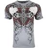 Xtreme Couture by Affliction, t-shirt da uomo Repent, gotico con croce e teschio, manica corta, grigio