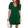 Aloodor Vestiti Abiti casual da donna Manica corta Abito con scollo a V con tasche, D-verde, S