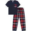 thepyjamafactory Pigiama lungo da uomo in cotone scozzese rosso rosso blu, Rosso, XL