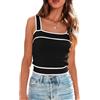 NALANISA Canotte da donna alla moda con scollo quadrato e maniche a maglia Y2k, nero, L