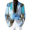 famesale Uomo Blazer Giacca Geometria 3D Stampato Blazer Button Down Giacca Manica Lunga Plus Size Sport Coat Moda Business Primavera Autunno Giacche con Tasca