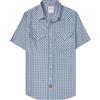 Dubinik®Camicia Uomo Manica Corta Fibra di bambù Casual Quadretti Comoda Bottoni Automatici Cowboy Western Vintage Camicia Azzurro Quadretti 2XL