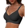 HORISUN Reggiseno Senza Ferretto Donna Reggiseni Senza Cuciture Scollo a V Copertura Completa Push Up Reggiseno Comodo (Nero 3XL)