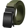 LionVII Cintura elastica a cricchetto con fibbia automatica, cintura da lavoro per uomo per girovita 75-125cm (28-49), Verde - twill