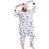 HEWERON Pigiama intero da adulto, motivo dalmata, per cosplay, per donne e uomini