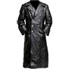 Fancyd Trench da uomo in pelle nera, stile ufficiale tedesco, giacca militare tedesca della seconda guerra mondiale, Nero , 4XL