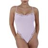 ABOCIW Body da donna in pizzo, scollo quadrato, senza maniche, con spalline sottili, canotte di base, Viola chiaro, Small