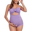 EastElegant - Costume da bagno intero premaman, con taglio a scalino, bikini per gravidanza, costume da bagno per donne incinte con scollo a scalino, Viola chiaro, L