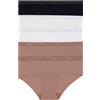 Hanes Originals Supersoft Hipster Underwear, 5-Pack, Viscose from Bamboo Panties Slip a Culotte, Terra Marrone Chiaro/Bianco/Nero, M (Pacco da 5) Donna