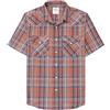 Dubinik®Camicia Uomo Manica Corta Fibra di bambù Casual Quadretti Comoda Bottoni Automatici Cowboy Western Vintage Camicia Arancia Azzurra XL