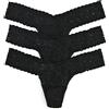 Hanky Panky Low Rise Thong - Mutande Donna in Pizzo Elasticizzate, Set 3 Pezzi, Tanga Donna Comodi e Colorati a Vita Bassa - Slip Donna Cotone e Nylon, Lingerie per Completo Intimo Donna, Taglia Unica