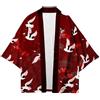 CIZEUR Camicia Kimono T Shirt Uomo Maniche 3/4 Cardigan Giacca Top Casual Camicetta Vintage Elegante Estiva Coppia, 5XL Vino Rosso
