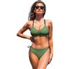Cupshe - Set bikini da donna a 2 pezzi con spalline intrecciate sul retro e fondo reversibile, verde scuro, M