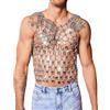 YPBEW Gilet acrilico fatto a mano unico, abbigliamento casual traspirante per eventi musicali, uomo elegante, lingerie, costume, outfit da festival musicale alla