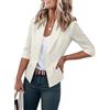 IDEALSANXUN Blazer Corto da Donna in Misto Cotone Casual Maniche a 3/4 Leggero Giacche Primaverili Estive Top, Beige, Large