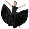 Baisdan Gonna per Danza del Ventre per Ragazze, Gonna Lunga in Raso Cerchio Completo per Danza del Ventre, Costume da Ballo Flamenco,Nero 8-12 Anni