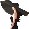 Askljeby Cappellini di paglia da spiaggia di grandi dimensioni per donna, design a tesa larga extra grande, pieghevole, protezione solare da spiaggia, viaggi, estate, Diametro: 90 cm, nero, 7 1/8-7 1/4