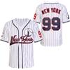 YIMCANLI Maglie da Baseball New York 99 Cucite Camicie Hip Hop Button Down Abbigliamento da Uomo per Festa Regalo di Natale, Bianco Gessato, L