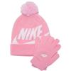 Nike Swoosh Pom Ensemble Set Composto da berretto e guanti per bambini Pink 4/7 anni