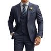TIJOFA - Completo da uomo a 3 pezzi, slim fit, giacca doppio petto, per matrimoni, balli, eventi formali, cene di lavoro, smoking
