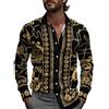 HuazomeeHZM Camicia di Lusso da Uomo Camicie a Maniche Lunghe barocche retrò Casual Button Down Lapel Collar Blouse Outdoor Street Casual Shirt Top