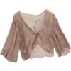 LLECDASEUI Donna Estate Cardigan A Cravatta Fronte 3/4 Manica Trasparente Coprispalle A Rete Scialle Di Chiffon Mantelle Per Coprire I Vestiti (Marrone scuro,media)