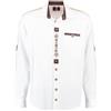OS Trachten Oefele.de - Camicia bavarese Oktoberfest, colore bianco, con ricami e elementi decorativi sulla montatura dei bottoni, 100% cotone, vestibilità regolare