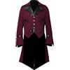 BLESSUME Gotico Vittoriano Frac Steampunk VTG Coat Giacca Halloween Cosplay Costume (XL, Vino Rosso)