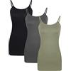 WILLBOND SATINIOR Willbond - Canottiera Lunga da Donna, con Spalline Sottili Regolabili, 3 Pezzi