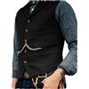 AeoTeokey - Gilet da uomo classico in lana e tweed, senza maniche, stile casual, a spina di pesce, per smoking, Nero , S