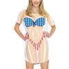 ALIREVERIE Bikini estivo da donna, a maniche corte, con stampa a maniche corte, ampio, scollo rotondo