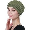 Alnorm Turbante plissettato elegante avvolge regali chemio copricapo per le donne, Verde oliva, Taglia unica