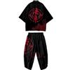 DOSLAVIDA Set kimono giapponese da uomo, elegante giacca aperta sul davanti con pantaloncini, cardigan stampato, stile cinese