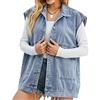 Paodikuai Giacche da donna Plus Size Denim Gilet di media lunghezza senza maniche in cotone invecchiato