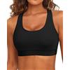 Holipick Reggiseno sportivo da donna, top bikini con schiena incrociata, top da bagno con scollo rotondo, top corto imbottito, modesto, solo crop top da bagno