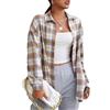 Zontroldy Camicie in flanella scozzese da donna oversize a maniche lunghe abbottonate camicia a quadri di bufalo top, Caramello, XS