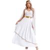 Yruioon Costume da dea greca da donna abito bianco greco antico romana costume Halloween Carnevale festa a tema, bianco, XL