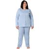 FERRUCCI COMFORT Pigiama da Donna Oversize Taglie Conformate Comode, Taglia Forte, 100% Cotone, Comodo e Traspirante (IT, Testo, 5XL, Plus, Regular, Azzurro)