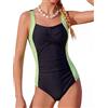 JiAmy Costume da bagno intero per ragazze, a blocchi di colore, con spalline arricciate e imbottitura, per ragazze di età 5-15 anni, 11-12 Anni