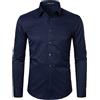 PARKLEES Camicia da uomo a maniche lunghe tinta unita slim fit casual business formale abbottonatura camicie con tasca