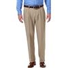 Haggar Men's Premium Comfort Classic Fit Pleat Expandable Waist Pant, Medium Khaki, 42Wx32L